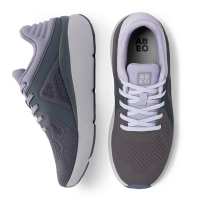ABEO MXV Shift Womens Metatarsal Footbed Walking Shoes | Orthopedic Shoes for Women | Ball of Foot Pain Relief | Metatarsalgia Shoes Grey Lilac Knit, 8 Medium