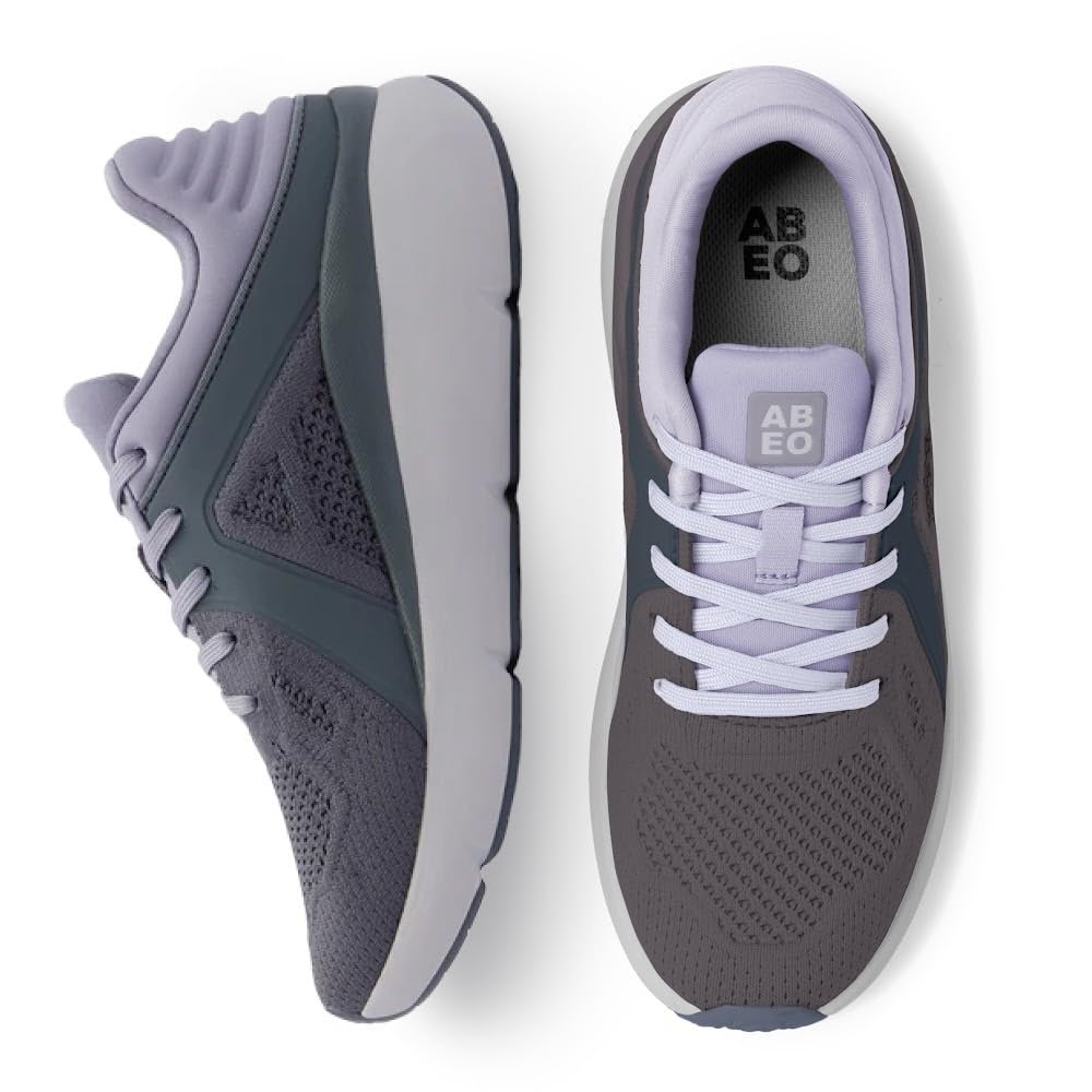 ABEO MXV Shift Womens Metatarsal Footbed Walking Shoes | Orthopedic Shoes for Women | Ball of Foot Pain Relief | Metatarsalgia Shoes Grey Lilac Knit, 8 Medium