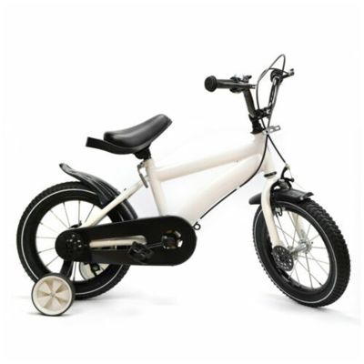 LIYUANJUN Kids Bike, 14in Children's Bicycle with Training Wheel for 3-6 Years Old Boys and Girls, Outdoor Bike Height Adjustable (37.4"-53.1") for Kids Cycling PU Leather Cushion (White)