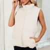 Century Star Beige Puffer Vest for Women's Outerwear Vests Puffy Oversized 2024 Quilted Vest Top Jacket Coat Warm Fall Winter Gilet Sleeveless Zip Girls Puffer Vest Large view 4
