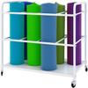 CIRCIR Shelf White Storage Rack Cart for Yoga/Pilates/Exercise Mats, Large Foam Rollers Organizer Trolley for Home & Fitness Club
