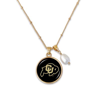 Colorado Buffaloes Diana Gold and Pearl Saturn Style Necklace Jewelry Gift CU