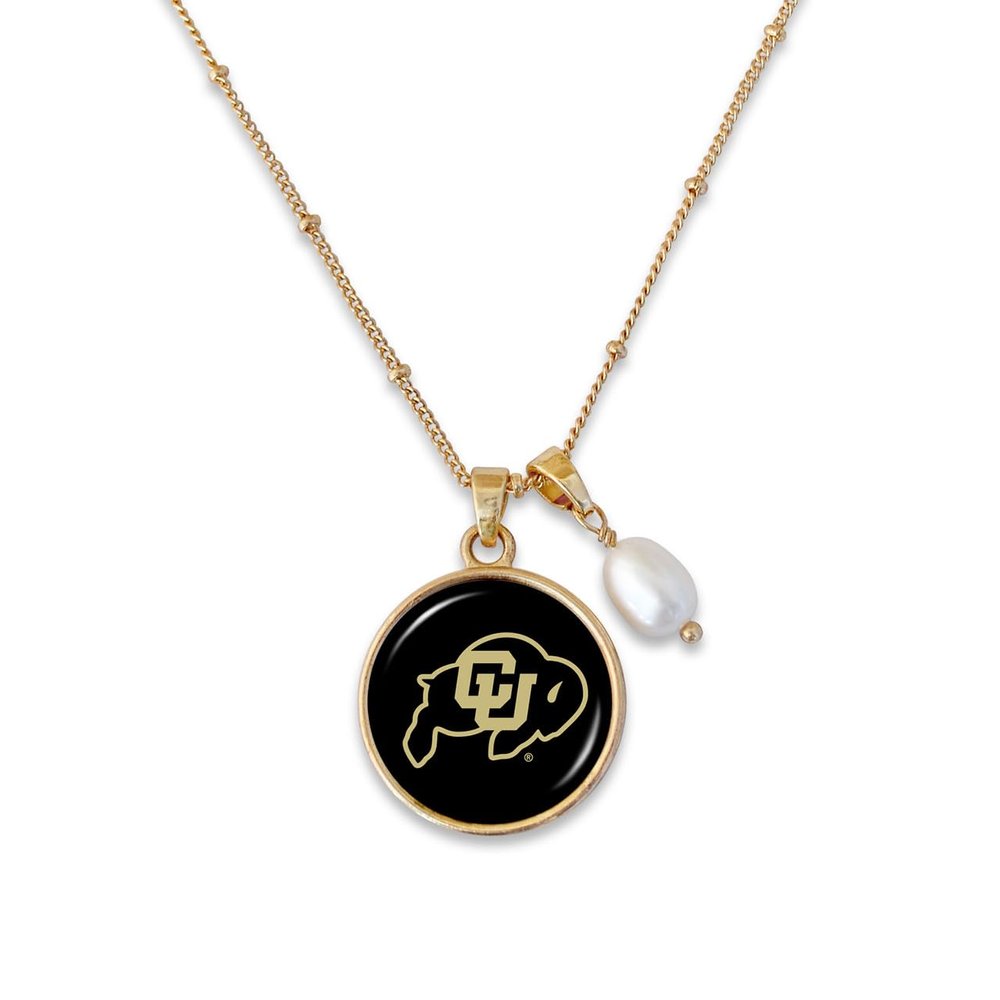 Colorado Buffaloes Diana Gold and Pearl Saturn Style Necklace Jewelry Gift CU