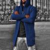 Ymosrh Men's Blue Winter Cardigan Sweater with Hood, Zipper, Long Sleeve, Relaxed Fit, 3XL view 2