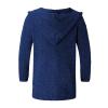 Ymosrh Men's Blue Winter Cardigan Sweater with Hood, Zipper, Long Sleeve, Relaxed Fit, 3XL view 3