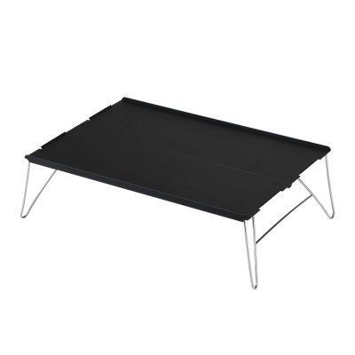 belupai Camping Table Portable Foldable, Portable Aluminium Alloy Mini Light Picnic Desk Folding Beach Table for Beach, Camping, Fishing, BBQ, Picnic (Black)