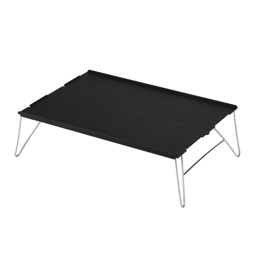 belupai Camping Table Portable Foldable, Portable Aluminium Alloy Mini Light Picnic Desk Folding Beach Table for Beach, Camping, Fishing, BBQ, Picnic (Black)