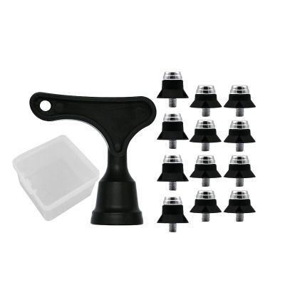 12x Track Shoe Accessories Soccer Shoe Spikes Stable M5 Threading Screw Anti Slip Rugby Replacement for Training, with Storage Box
