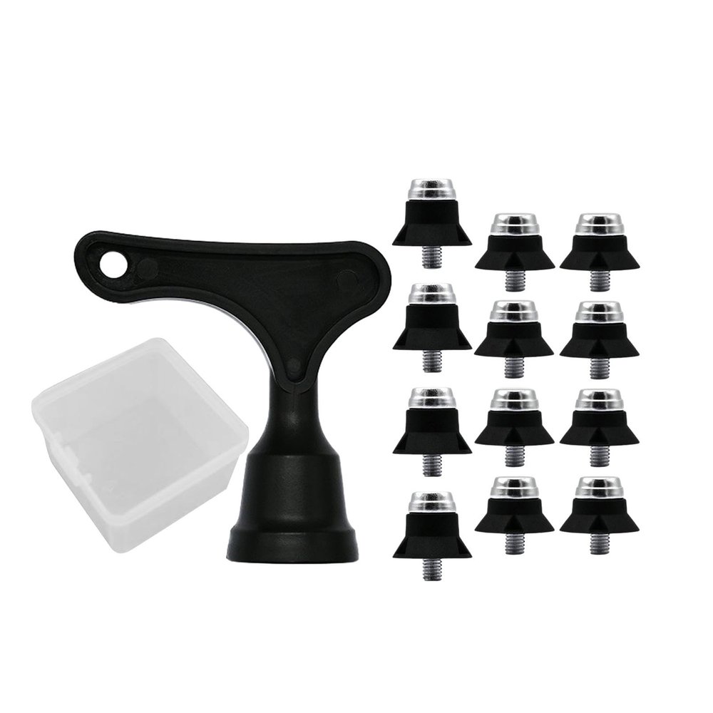 12x Track Shoe Accessories Soccer Shoe Spikes Stable M5 Threading Screw Anti Slip Rugby Replacement for Training, with Storage Box