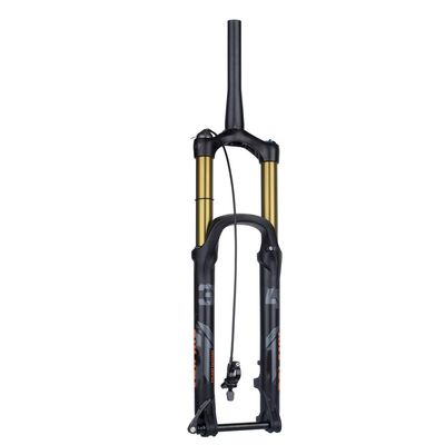 BOXKAT Travel 175mm Pressure Suspension Fork Thru Axle 15mm Tapered Tube Magnesium Alloy 27.5/29inch Bike Front Fork (Color : Gold Tube, Size : 29INCH_Wire)