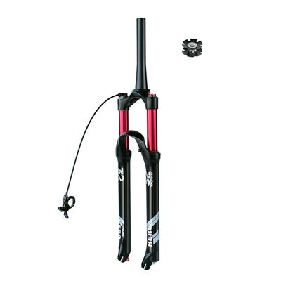 BOXKAT Tapered Tube 26/27.5/29 Inch Mountain Suspension Fork, Rebound Adjust Air Fork Magnesium Alloy Travel 140mm (Color : Tapered Remote Lockout, Size : 26)