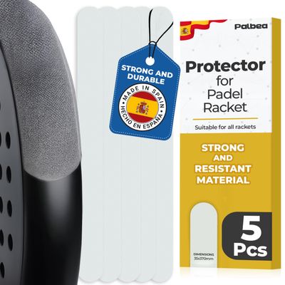 Palbea Transparent Padel Racket Protector - Pack of 5 - Rough & Lightweight Frame Tape. Edge Protector Durable & Easy to Replace. Padel Accesories Dimensions 3.5x37cm/1.38x14.57in.