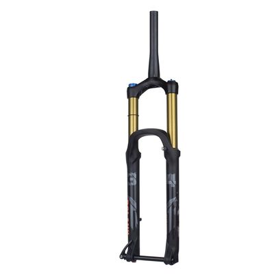 BOXKAT Travel 175mm Pressure Suspension Fork Thru Axle 15mm Tapered Tube Magnesium Alloy 27.5/29inch Bike Front Fork (Color : Gold Tube, Size : 29INCH_Shoulder)