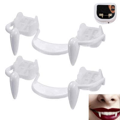 KUYYFDS Vampire Teeth,Vampire Fangs Retractable Fangs for Adults 2 Pieces Telescopic Fangs Teeth Fake Fangs Braces Fake Dentures with Halloween Party Fangs