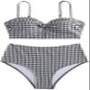 Check Print Bikinis Set Women Swimming Costume Brazilian Girl Beach Wear Lady Swimwear Sexy Beachwear High Waist Bathers (Women, L, Grey) view 1