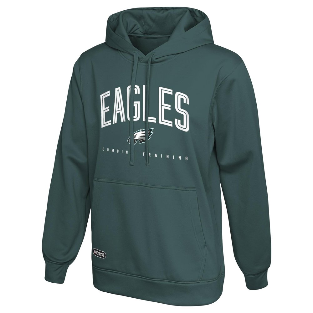 Outerstuff NFL Men's Philadelphia Eagles Pullover Performance Fleece Hoodie, Up Field Logo Size XL