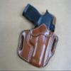 Azula OWB Leather 2 Slot Molded Pancake Belt Holster for Smith & Wesson M&P Shield 380, M&P Shield 9, Equalizer 9mm, S&W EZ with Optic, TAN Left Hand view 1