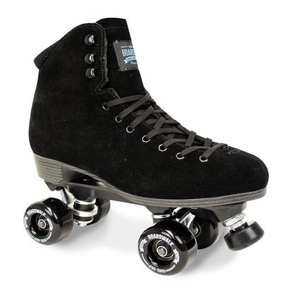 Sure-Grip Boardwalk Unisex Outdoor Roller Skates Material of Leather, Rubber, Suede & Aluminum Trucks | Comfortable, Extra Long Laces - Suitable for Beginners (Black Plus, Mens 12)