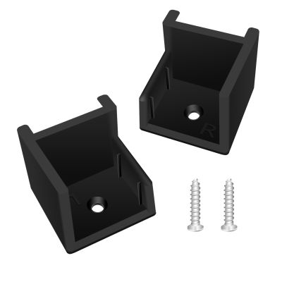 1 Left + 1 Right (Black) Hand Hinge with Ribs, Anti-Rattle Pontoon Gate Door Stop for 1-1/4" Square Tubing, Injection Molded Pontoon Door Stop, Screw Included, Direct Mounting with 1#10 Screws