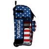 Boombah Rolling Superpack Baseball/Softball Gear Bag - 23-1/2" x 13-1/2" x 9-1/2" - Telescopic Handle - Holds 4 Bats - Wheeled Version - USA All Flag Royal Blue/Red/White view 2