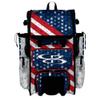 Boombah Superpack Hybrid Rolling Bat Bag - Wheeled & Backpack Version - USA United Navy/Red/White view 1