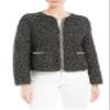 Max Studio Women's Long Sleeve Tweed Short Jacket, Black/Ivory Slub Netting-St-Kn12529, X-Small view 1