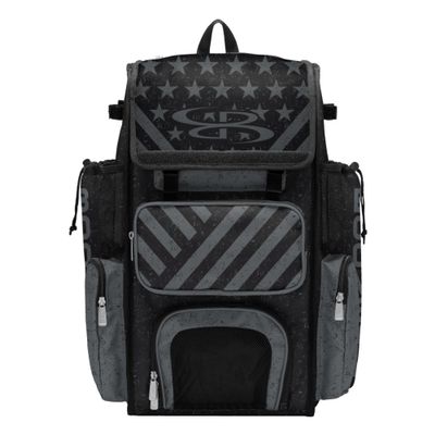 Boombah Superpack Bat Bag - Backpack Version (no wheels) - Holds 4 Bats - USA Siege Charcoal/Black