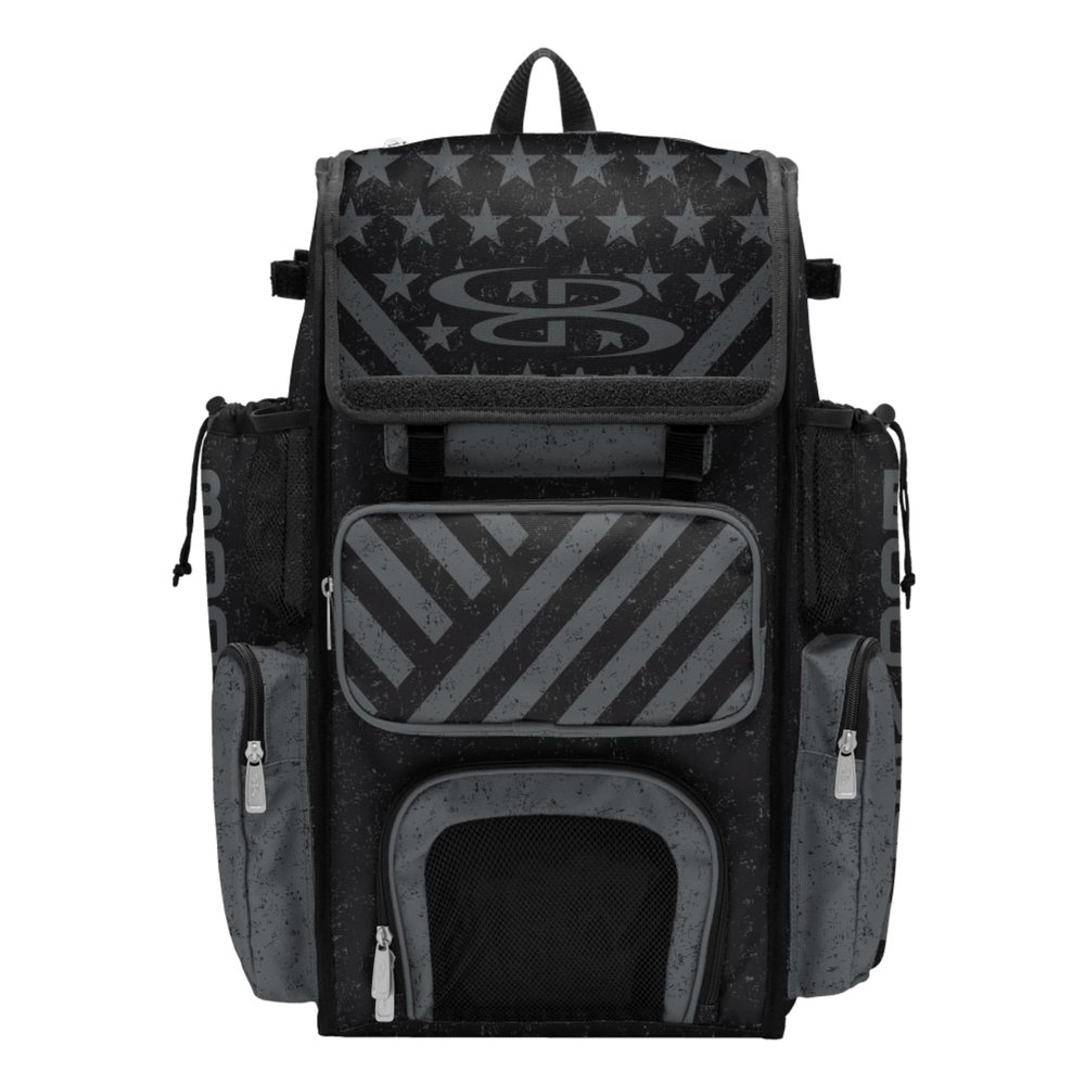 Boombah Superpack Bat Bag - Backpack Version (no wheels) - Holds 4 Bats - USA Siege Charcoal/Black
