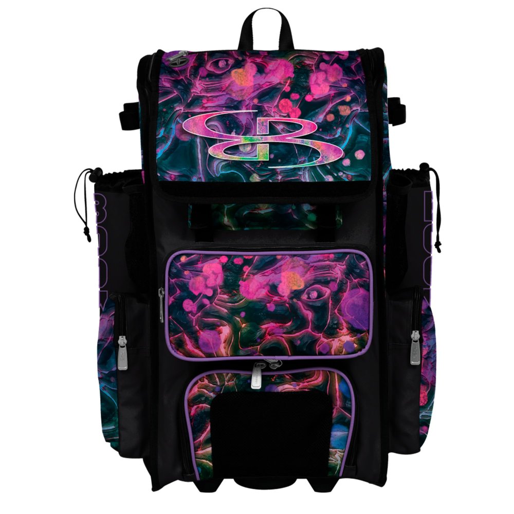 Boombah Superpack Hybrid Rolling Bat Bag - Wheeled & Backpack Version - Obsidian Multi