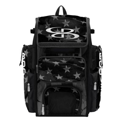 Boombah Superpack Bat Bag - Backpack Version (no wheels) - Holds 4 Bats - USA Delta Charcoal/Black/White