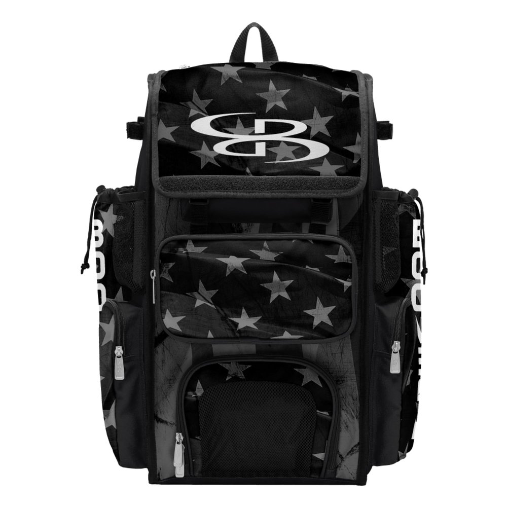 Boombah Superpack Bat Bag - Backpack Version (no wheels) - Holds 4 Bats - USA Delta Charcoal/Black/White