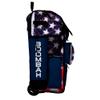Boombah Rolling Superpack Baseball/Softball Gear Bag - 23-1/2" x 13-1/2" x 9-1/2" - Telescopic Handle - Holds 4 Bats - Wheeled Version - USA Pixelpop Navy/Red/White view 2