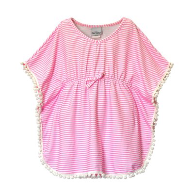 Flap Happy Girls' UPF 50+ Kaia Beach Swim Cover-Up, Sweet Pink Stripe