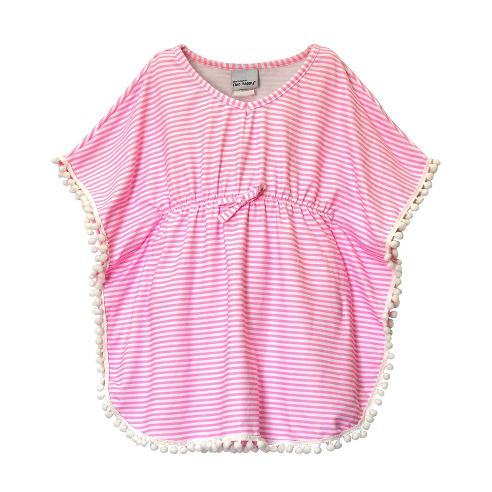 Flap Happy Girls' UPF 50+ Kaia Beach Swim Cover-Up, Sweet Pink Stripe