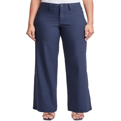 YMI Women's Hyperstretch Forever Color High Rise Wide Leg Pants, Navy, XL