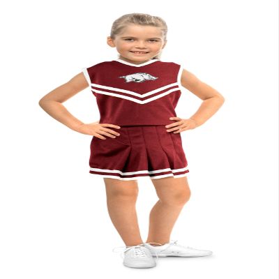 Little King NCAA Toddler/Youth Girls Team 2 Piece Cheer Dress-Arkansas-Cardinal-4T