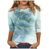 Plus Size Fall Outfits for Women, Womens Tshirts Birthday Shirts for Women 3/4 Sleeve Shirts Cute Print Graphic Tees Blouses Casual Plus Size Basic Tops Pullover Womens(3-Mint Green,Small) view 1