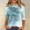 Plus Size Fall Outfits for Women, Womens Tshirts Birthday Shirts for Women 3/4 Sleeve Shirts Cute Print Graphic Tees Blouses Casual Plus Size Basic Tops Pullover Womens(3-Mint Green,Small) view 2