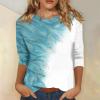 Plus Size Tops, Fashion Tops for Women Basic Tees for Women 3/4 Sleeve Shirts Cute Print Graphic Shirt Blouses Casual Plus Size Basic Tees Pullover Y2K Blouse Long Sleeve(3-Light Blue,Medium) view 2