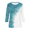 Plus Size Tops, Fashion Tops for Women Basic Tees for Women 3/4 Sleeve Shirts Cute Print Graphic Shirt Blouses Casual Plus Size Basic Tees Pullover Y2K Blouse Long Sleeve(3-Light Blue,Medium) view 4