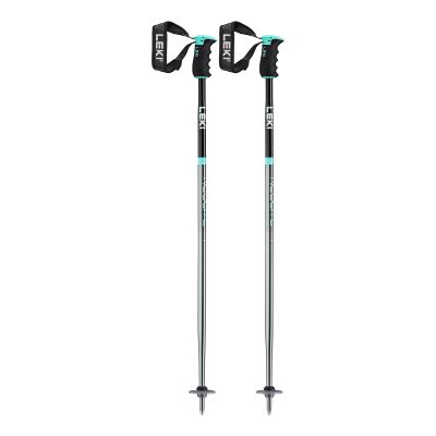 LEKI Womens Neolite Airfoil Lightweight Aluminum Ski Poles for Alpine Skiing - Gunmetal-Black-Light Turquoise - 125 cm