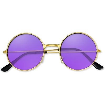 BOUBONI Purple Hippie Sunglasses Round Hippie Glasses 60s 70s Outfits Groovy Party Decorations Sunglasses for Women Men Disco Party Favors