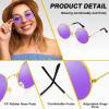 BOUBONI Purple Hippie Sunglasses Round Hippie Glasses 60s 70s Outfits Groovy Party Decorations Sunglasses for Women Men Disco Party Favors view 4