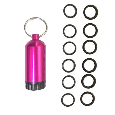 Acecare Diving Mini Tank Key Ring with Brass Pick & O-Rings Fluoroelastomers for Diving O-Rings for Diving Cylinder Valve Seal Rings (red)