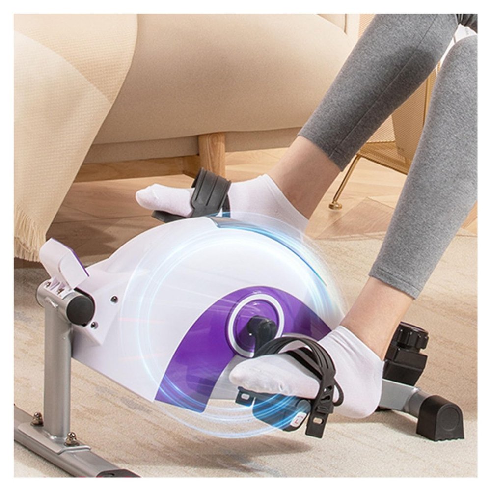 BXKCFYBSQ Pedal Exerciser,Mini Exercise Bikes,Under Desk Bike Pedal Exerciser,with LCD Display and Adjustable Resistance for Seniors Arm or Leg Fitness (Color : Purple)