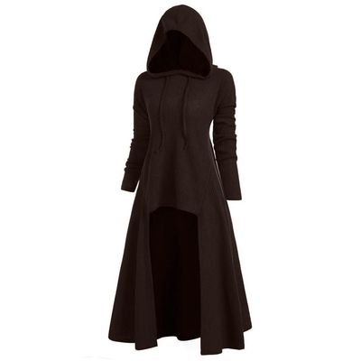 Halloween Cloak With Hood Men's Women's Unisex Halloween Hooded Robe Cloak Full Length Cape Knight Cool Cosplay Costume Retro Gothic Medieval Renaissance Cloak Capes Coffee 2X