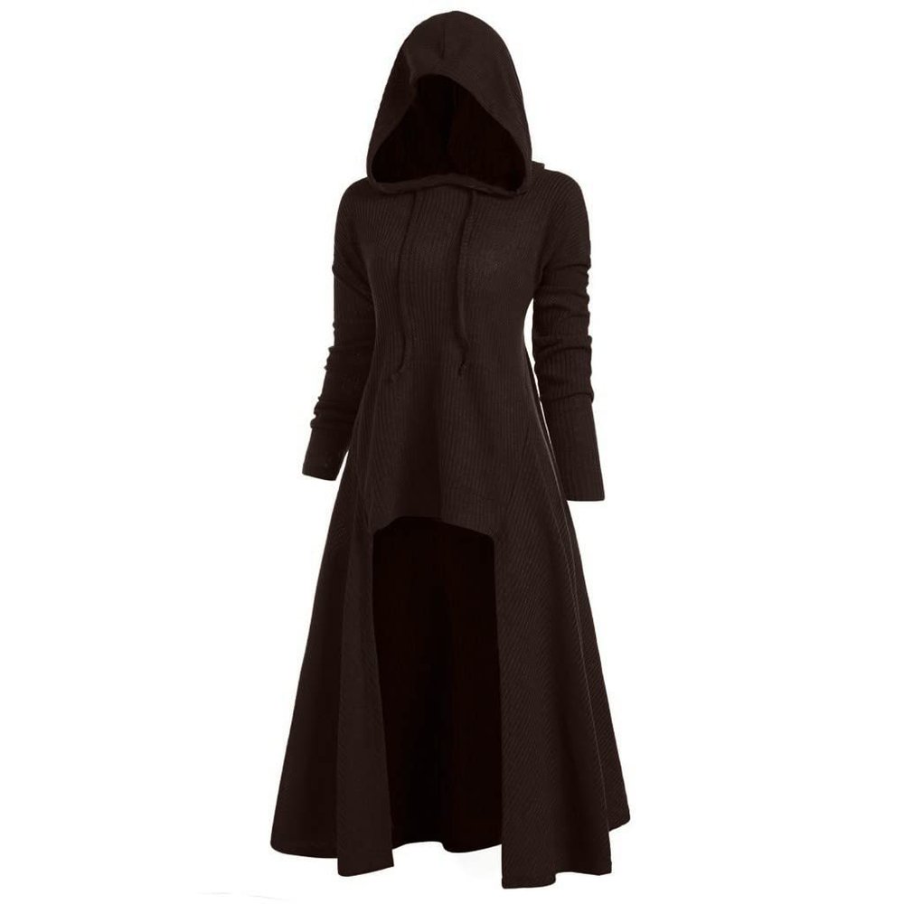 Halloween Cloak With Hood Men's Women's Unisex Halloween Hooded Robe Cloak Full Length Cape Knight Cool Cosplay Costume Retro Gothic Medieval Renaissance Cloak Capes Coffee 2X