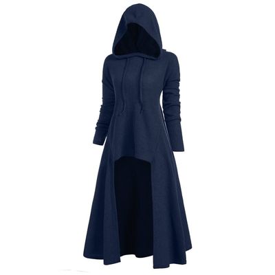 Hooded Robe Halloween Men's Women's Unisex Halloween Hooded Robe Cloak Full Length Cape Knight Cool Cosplay Costume Retro Gothic Medieval Renaissance Cloak Capes Navy Xl