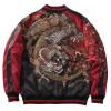 USTZFTBCL Heavy Industry Dragon Embroidery Autumn Baseball Uniform Jacket Embroidered Coat Youth Trendy Casual Coats Couples Black and Red XL view 4