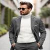 NY Threads Men's Ribbed Turtleneck Slim Fit Pullover Casual Long Sleeves Basic Top, Medium, White view 2
